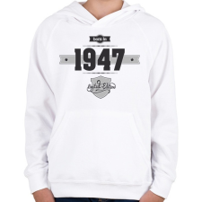 PRINTFASHION born-in-1947-(dark&lightgrey) - Gyerek kapucnis pulóver - Fehér gyerek pulóver, kardigán