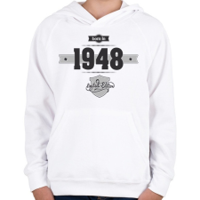 PRINTFASHION born-in-1948-(dark&lightgrey) - Gyerek kapucnis pulóver - Fehér gyerek pulóver, kardigán