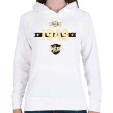 PRINTFASHION born-in-1949-cream-choco - Női kapucnis pulóver - Fehér