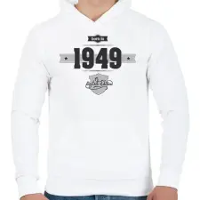 PRINTFASHION born-in-1949-(dark&lightgrey) - Férfi kapucnis pulóver - Fehér férfi pulóver, kardigán