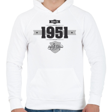 PRINTFASHION born-in-1951-(dark&lightgrey) - Férfi kapucnis pulóver - Fehér