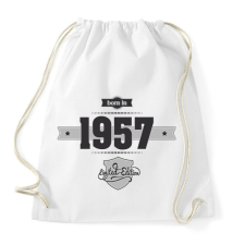PRINTFASHION born-in-1957-(dark&lightgrey) - Sportzsák, Tornazsák - Fehér tornazsák