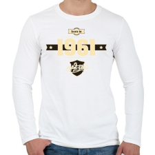 PRINTFASHION born-in-1961-cream-choco - Férfi hosszú ujjú póló - Fehér férfi póló