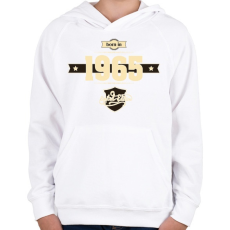 PRINTFASHION born-in-1965-cream-choco - Gyerek kapucnis pulóver - Fehér