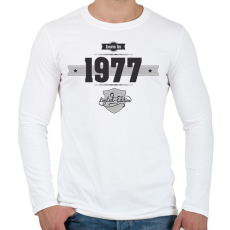 PRINTFASHION born-in-1977-(dark&lightgrey) - Férfi hosszú ujjú póló - Fehér