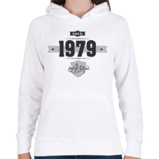 PRINTFASHION born-in-1979-(dark&lightgrey) - Női kapucnis pulóver - Fehér női pulóver, kardigán