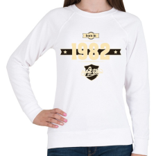 PRINTFASHION born-in-1982-cream-choco - Női pulóver - Fehér női pulóver, kardigán