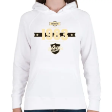 PRINTFASHION born-in-1983-cream-choco - Női kapucnis pulóver - Fehér