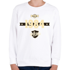 PRINTFASHION born-in-1984-cream-choco - Gyerek pulóver - Fehér gyerek pulóver, kardigán