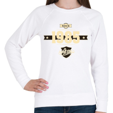 PRINTFASHION born-in-1985-cream-choco - Női pulóver - Fehér női pulóver, kardigán