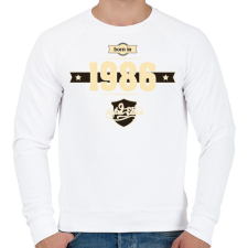 PRINTFASHION born-in-1986-cream-choco - Férfi pulóver - Fehér férfi pulóver, kardigán