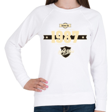 PRINTFASHION born-in-1987-cream-choco - Női pulóver - Fehér