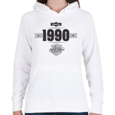 PRINTFASHION born-in-1990-(dark&lightgrey) - Női kapucnis pulóver - Fehér