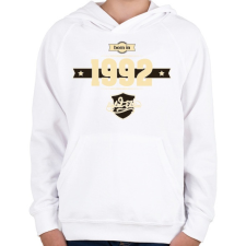 PRINTFASHION born-in-1992-cream-choco - Gyerek kapucnis pulóver - Fehér gyerek pulóver, kardigán