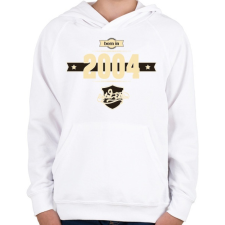 PRINTFASHION born-in-2004-cream-choco - Gyerek kapucnis pulóver - Fehér gyerek pulóver, kardigán