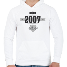 PRINTFASHION born-in-2007-(dark&lightgrey) - Férfi kapucnis pulóver - Fehér férfi pulóver, kardigán