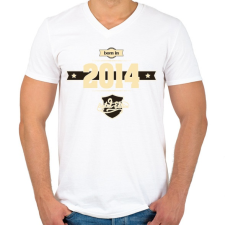 PRINTFASHION born-in-2014-cream-choco - Férfi V-nyakú póló - Fehér férfi póló