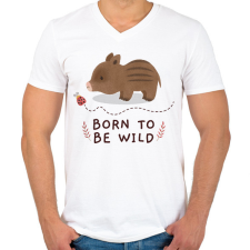 PRINTFASHION Born to be wild - Férfi V-nyakú póló - Fehér férfi póló