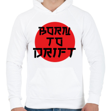 PRINTFASHION Born to drift - Férfi kapucnis pulóver - Fehér férfi pulóver, kardigán