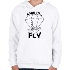 PRINTFASHION Born to fly - Gyerek kapucnis pulóver - Fehér