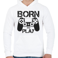 PRINTFASHION Born to play - Férfi kapucnis pulóver - Fehér férfi pulóver, kardigán