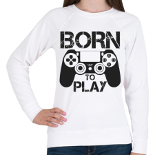 PRINTFASHION Born to play - Női pulóver - Fehér női pulóver, kardigán