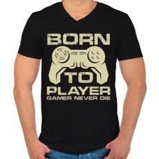 PRINTFASHION Born to Player  - Férfi V-nyakú póló - Fekete