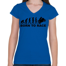 PRINTFASHION Born to race - Női V-nyakú póló - Királykék női póló