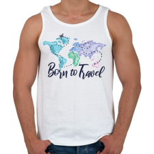 PRINTFASHION Born to travel - Férfi atléta - Fehér atléta, trikó