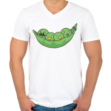 PRINTFASHION Borsó család - Férfi V-nyakú póló - Fehér férfi póló