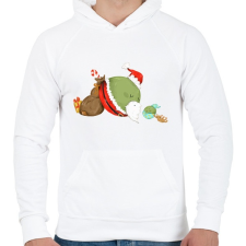 PRINTFASHION Borsó Mikulás - Férfi kapucnis pulóver - Fehér férfi pulóver, kardigán