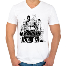 PRINTFASHION Boruto - Férfi V-nyakú póló - Fehér férfi póló