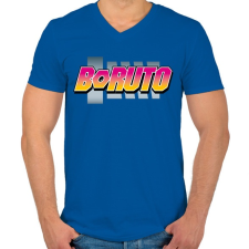PRINTFASHION BORUTO logo színes - Férfi V-nyakú póló - Királykék férfi póló