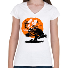 PRINTFASHION bosai - Női V-nyakú póló - Fehér