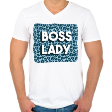 PRINTFASHION Boss lady - Férfi V-nyakú póló - Fehér férfi póló