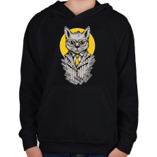 PRINTFASHION Bosscat - Gyerek kapucnis pulóver - Fekete