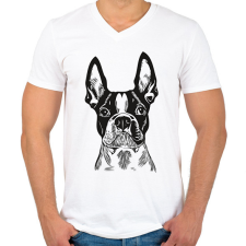 PRINTFASHION boston terrier - Férfi V-nyakú póló - Fehér férfi póló