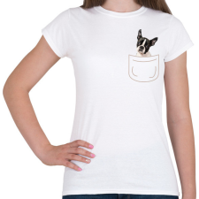 PRINTFASHION Boston terrier kölyök zsebben - Női póló - Fehér női póló