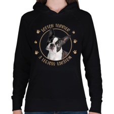 PRINTFASHION Boston terrier - Legjobb barát - Női kapucnis pulóver - Fekete női pulóver, kardigán
