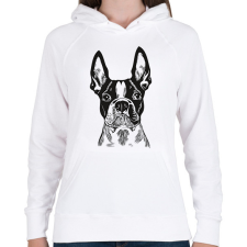 PRINTFASHION boston terrier - Női kapucnis pulóver - Fehér női pulóver, kardigán