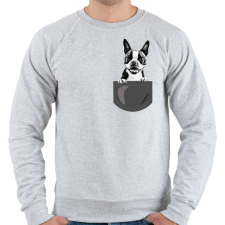 PRINTFASHION Boston Terrier - zseb - Férfi pulóver - Sport szürke férfi pulóver, kardigán