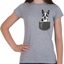 PRINTFASHION Boston Terrier - zseb - Női póló - Sport szürke női póló