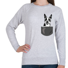 PRINTFASHION Boston Terrier - zseb - Női pulóver - Sport szürke női pulóver, kardigán