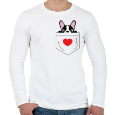 PRINTFASHION Boston Terrier zsebben - Férfi hosszú ujjú póló - Fehér férfi póló