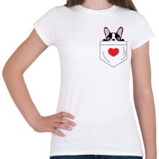 PRINTFASHION Boston Terrier zsebben - Női póló - Fehér női póló