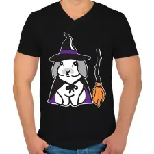 PRINTFASHION boszorkány nyuszi - Férfi V-nyakú póló - Fekete férfi póló