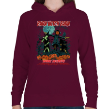 PRINTFASHION Boszorkányégetés - Női kapucnis pulóver - Bordó női pulóver, kardigán