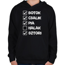 PRINTFASHION Botok csalik pia halak sztori (fehér) - Gyerek kapucnis pulóver - Fekete gyerek pulóver, kardigán