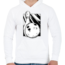 PRINTFASHION Bowling - Férfi kapucnis pulóver - Fehér férfi pulóver, kardigán