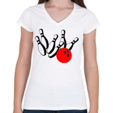 PRINTFASHION Bowling - Női V-nyakú póló - Fehér női póló